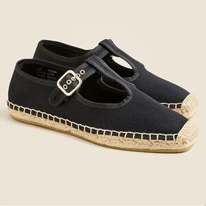 Made-in-Spain T-strap espadrille flats in canvas